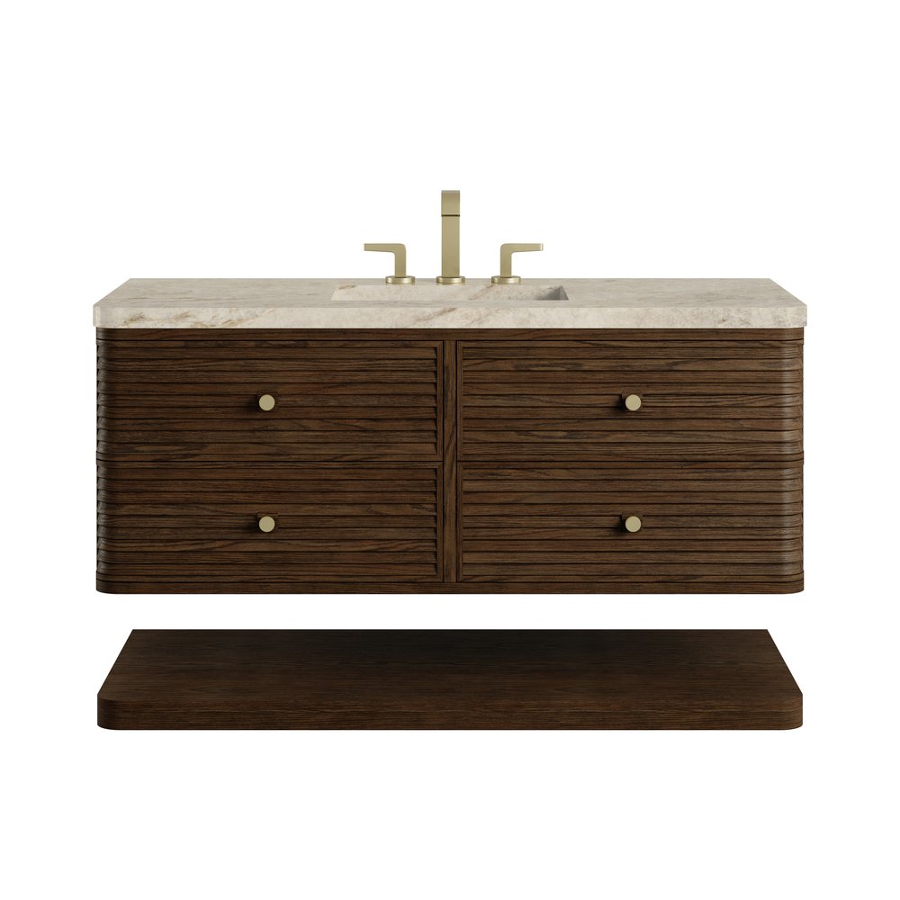 James Martin - Allamari 48" Single Vanity, Sable w/ 3 CM Tajnar Eclos Top - D640-V48-SBL-WTJR view 1