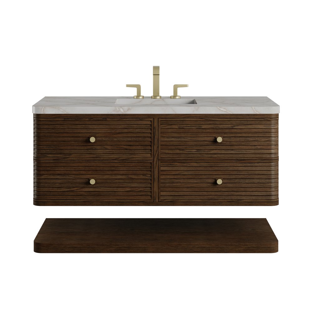 James Martin - Allamari 48" Single Vanity, Sable w/ 3 CM Victorian Silver Silestone Top - D640-V48-SBL-WVSL view 1