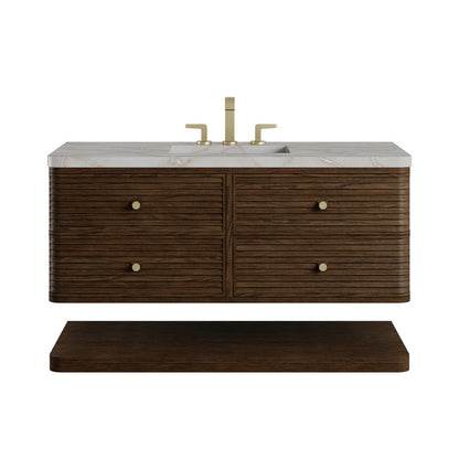 James Martin - Allamari 48" Single Vanity, Sable w/ 3 CM Victorian Silver Top w/FreePower Wireless Charger - D640-V48-SBL-FVSL view 1