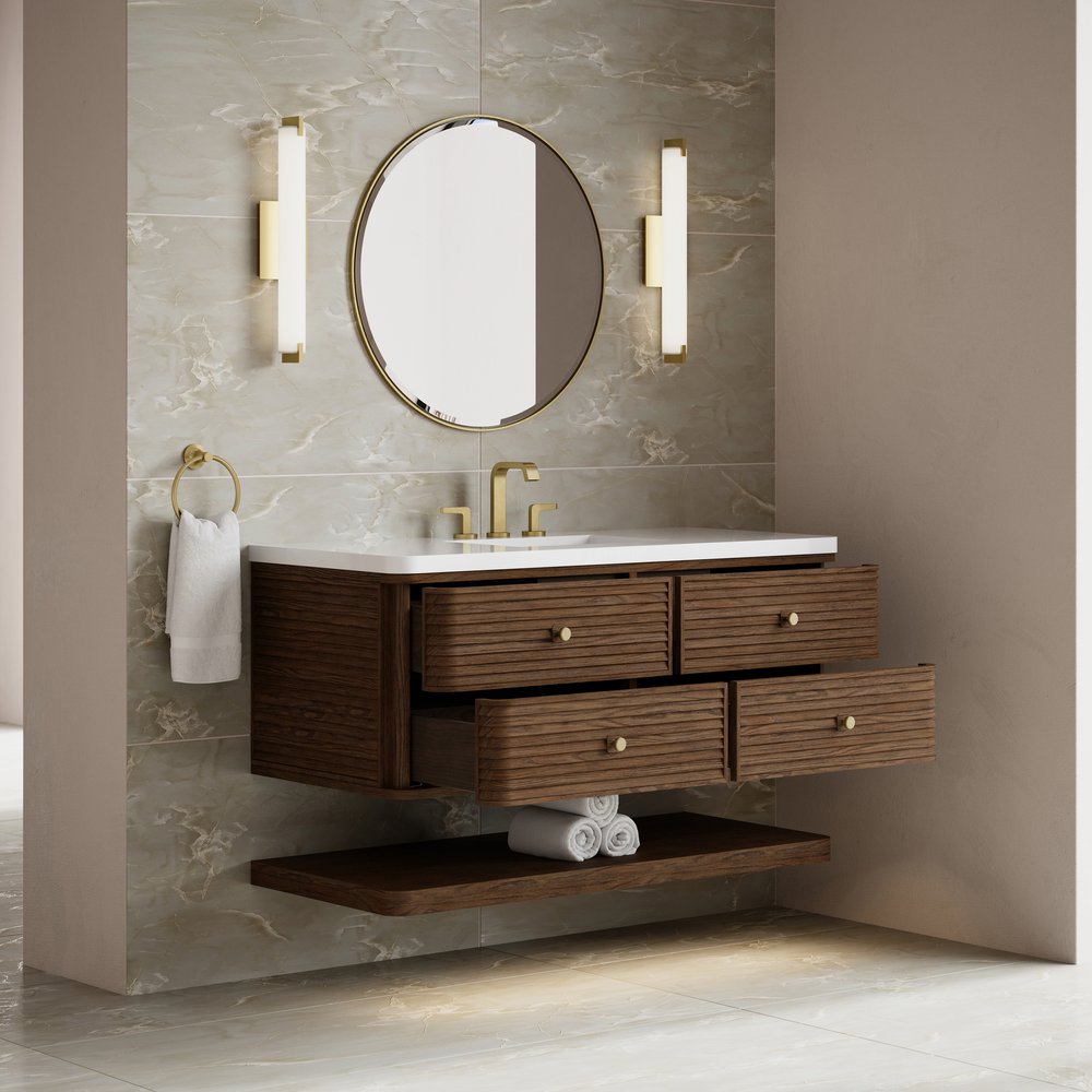 James Martin - Allamari 48" Single Vanity, Sable w/ 3 CM White Zeus Silestone Top - D640-V48-SBL-WWZ view 8