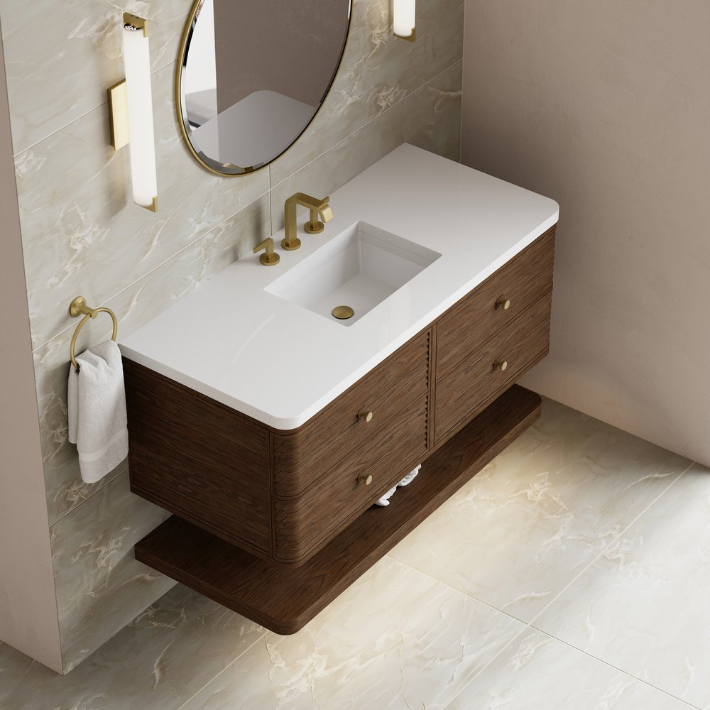 James Martin - Allamari 48" Single Vanity, Sable w/ 3 CM White Zeus Silestone Top - D640-V48-SBL-WWZ view 11
