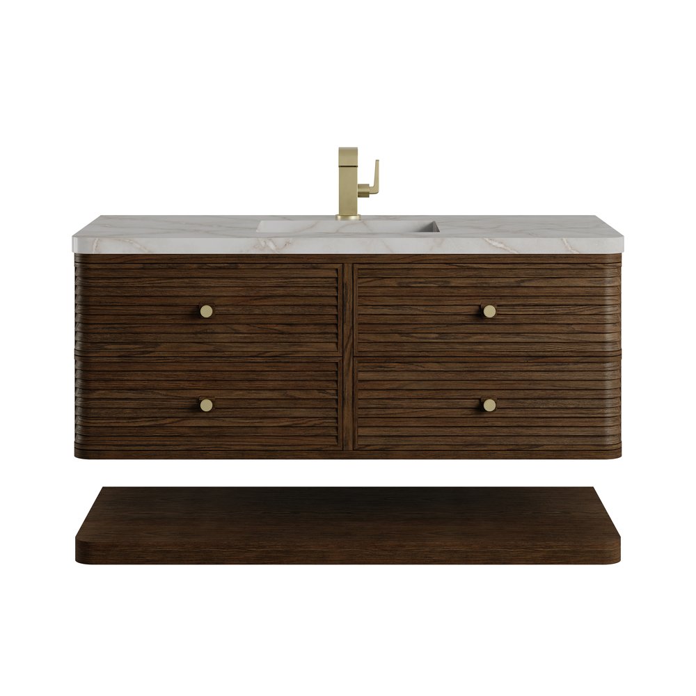 James Martin - Allamari 48" Single Vanity, Sable w/ Single Hole 3 CM Victorian Silver Silestone Top - D640-V48-SBL-3VSL view 1