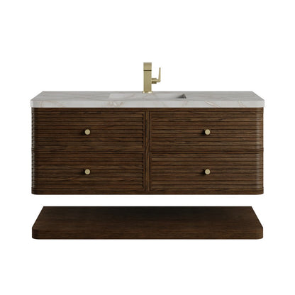 James Martin - Allamari 48" Single Vanity, Sable w/ Single Hole 3 CM Victorian Silver Silestone Top - D640-V48-SBL-3VSL view 1