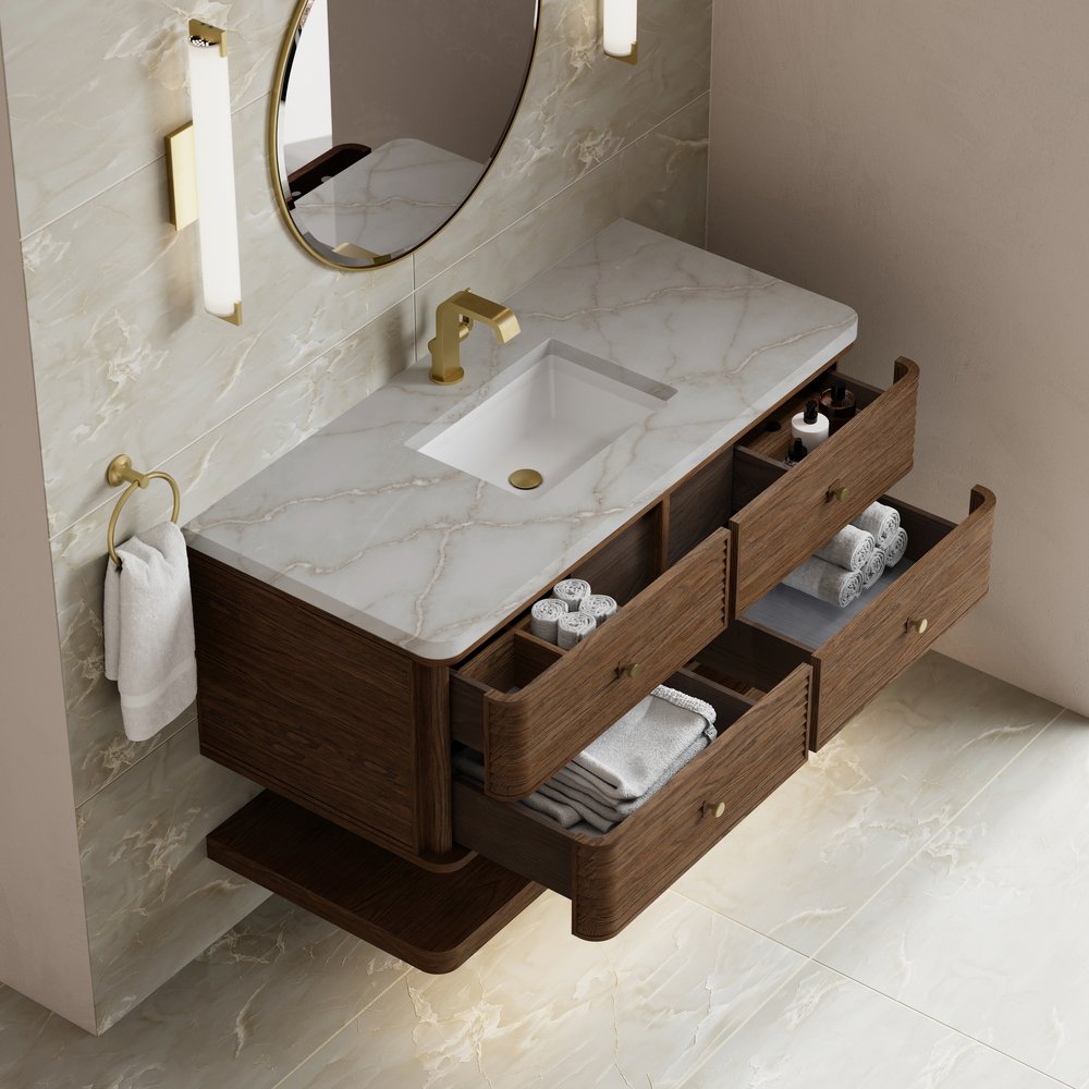 James Martin - Allamari 48" Single Vanity, Sable w/ Single Hole 3 CM Victorian Silver Silestone Top - D640-V48-SBL-3VSL view 6