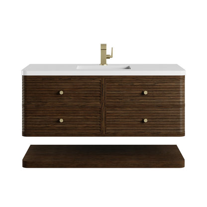 James Martin - Allamari 48" Single Vanity, Sable w/ Single Hole 3 CM White Zeus Silestone Top - D640-V48-SBL-3WZ view 1