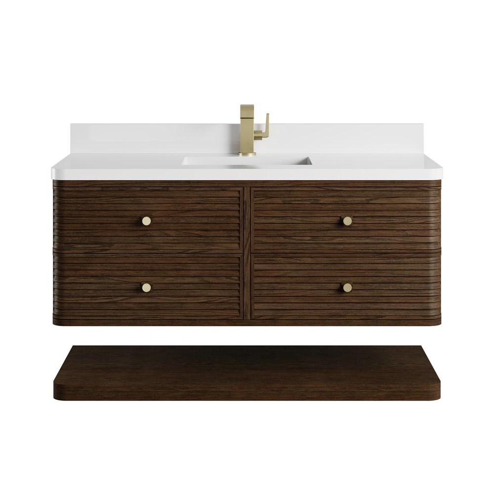 James Martin - Allamari 48" Single Vanity, Sable w/ Single Hole 3 CM White Zeus Silestone Top - D640-V48-SBL-3WZ view 2