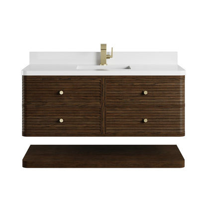 James Martin - Allamari 48" Single Vanity, Sable w/ Single Hole 3 CM White Zeus Silestone Top - D640-V48-SBL-3WZ view 2