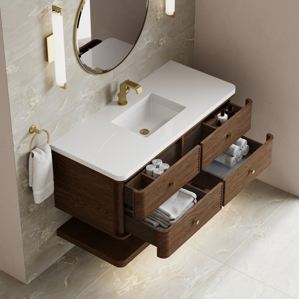 James Martin - Allamari 48" Single Vanity, Sable w/ Single Hole 3 CM White Zeus Silestone Top - D640-V48-SBL-3WZ view 9