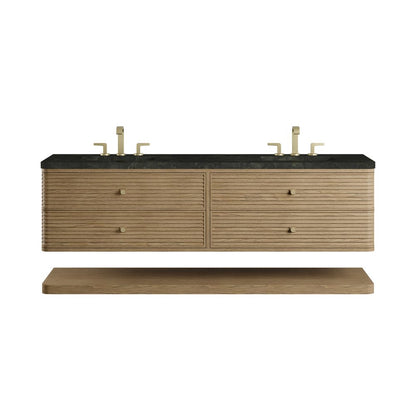 James Martin - Allamari 72" Double Vanity, Dune Mist w/ 3 CM Phantome Eclos Top - D640-V72-DMS-WPHT view 1