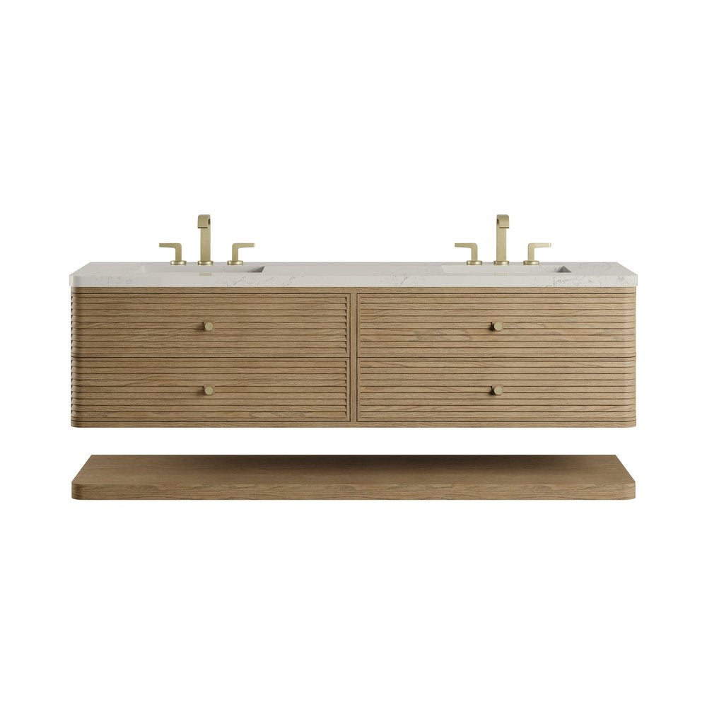 James Martin - Allamari 72" Double Vanity, Dune Mist w/ 3 CM Siberian Silestone Top w/FreePower Wireless Charger - D640-V72-DMS-FSFR view 1