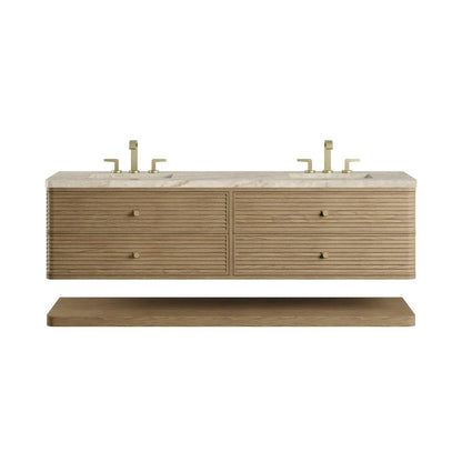 James Martin - Allamari 72" Double Vanity, Dune Mist w/ 3 CM Tajnar Eclos Top - D640-V72-DMS-WTJR view 1