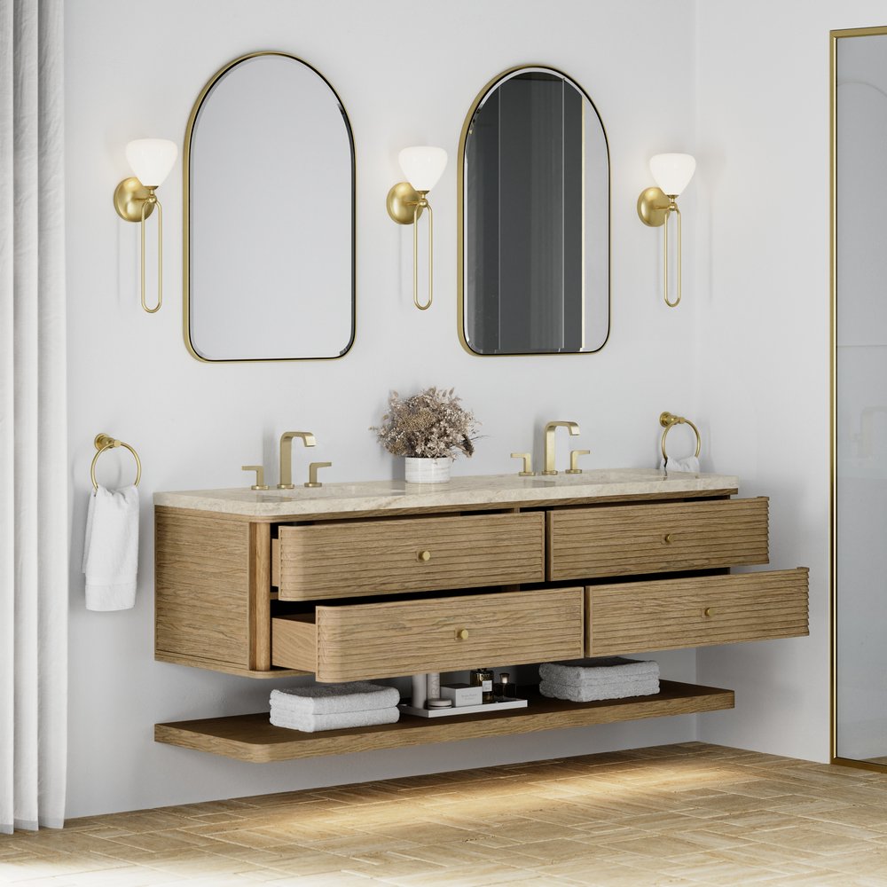 James Martin - Allamari 72" Double Vanity, Dune Mist w/ 3 CM Tajnar Eclos Top - D640-V72-DMS-WTJR view 5