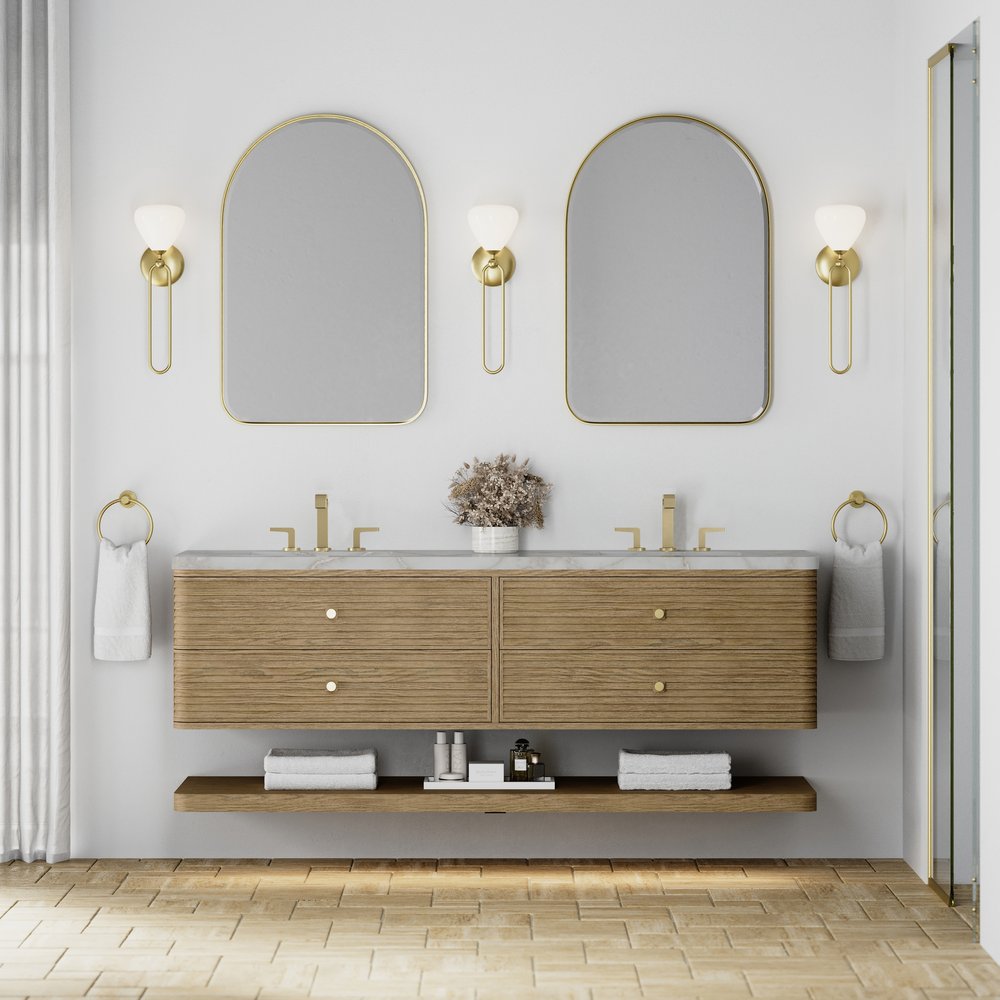 James Martin - Allamari 72" Double Vanity, Dune Mist w/ 3 CM Victorian Silver Silestone Top - D640-V72-DMS-WVSL view 3