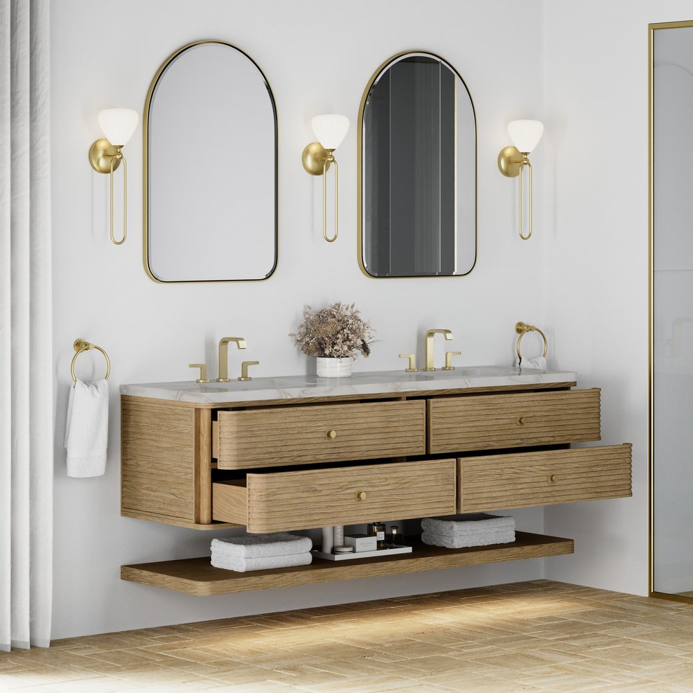 James Martin - Allamari 72" Double Vanity, Dune Mist w/ 3 CM Victorian Silver Silestone Top - D640-V72-DMS-WVSL view 5