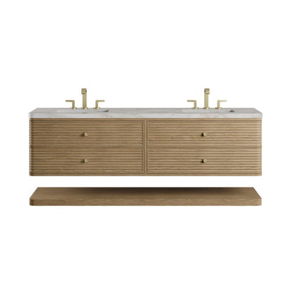 James Martin - Allamari 72" Double Vanity, Dune Mist w/ 3 CM Victorian Silver Top w/FreePower Wireless Charger - D640-V72-DMS-FVSL view 1