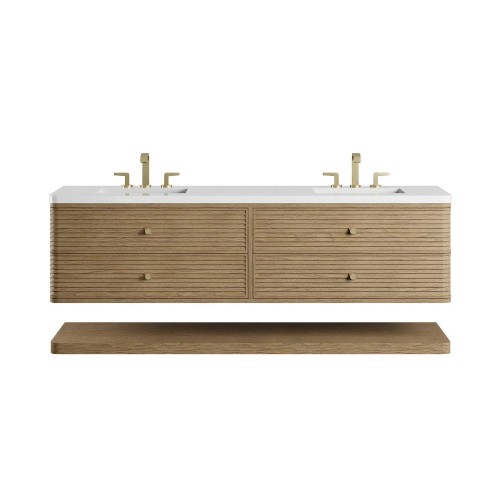 James Martin - Allamari 72" Double Vanity, Dune Mist w/ 3 CM White Zeus Silestone Top - D640-V72-DMS-WWZ view 1