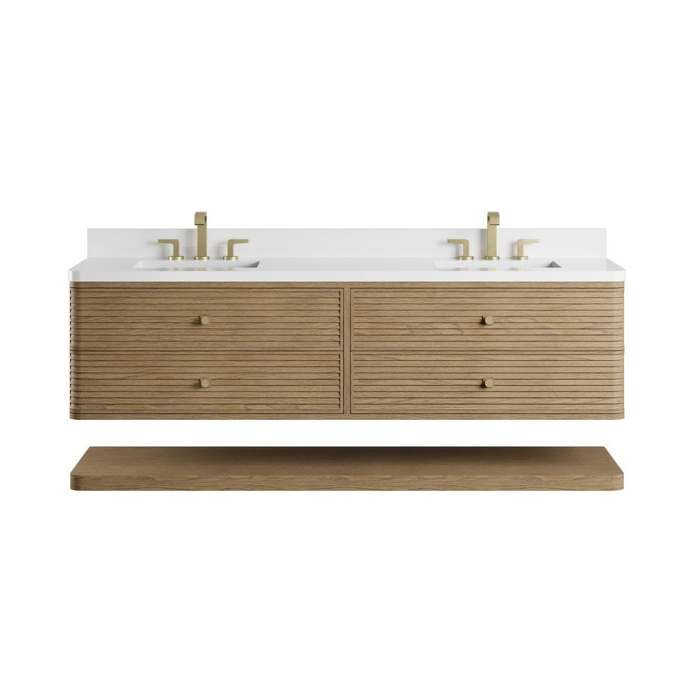 James Martin - Allamari 72" Double Vanity, Dune Mist w/ 3 CM White Zeus Silestone Top - D640-V72-DMS-WWZ view 2