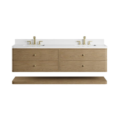 James Martin - Allamari 72" Double Vanity, Dune Mist w/ 3 CM White Zeus Silestone Top - D640-V72-DMS-WWZ view 2