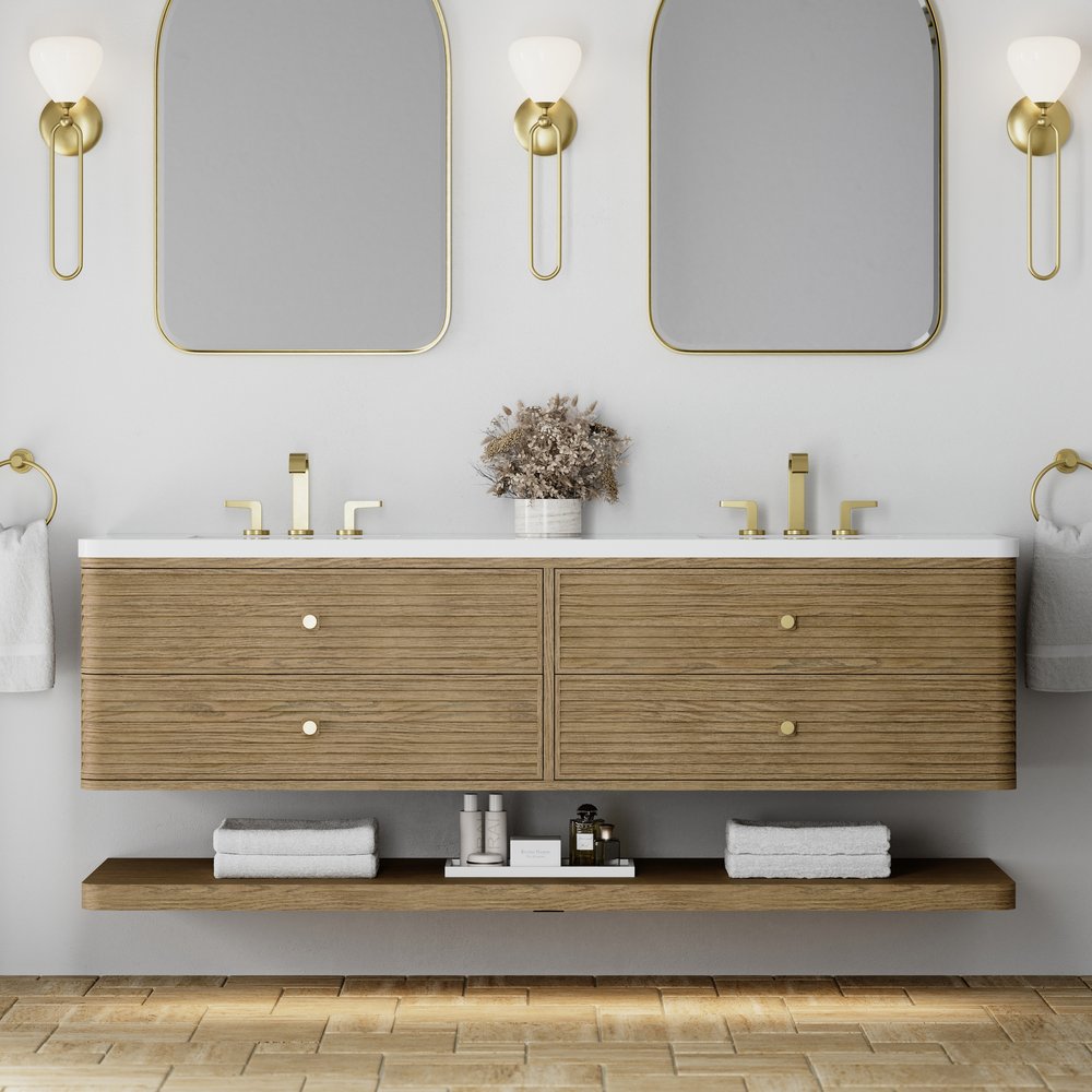 James Martin - Allamari 72" Double Vanity, Dune Mist w/ 3 CM White Zeus Silestone Top - D640-V72-DMS-WWZ view 5