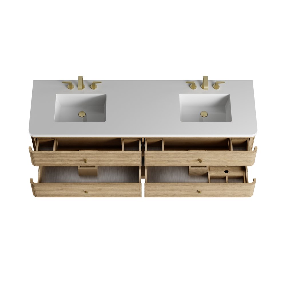James Martin - Allamari 72" Double Vanity, Dune Mist w/ 3 CM White Zeus Silestone Top - D640-V72-DMS-WWZ view 20