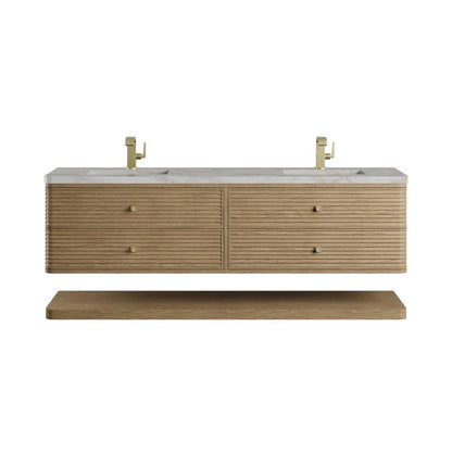 James Martin - Allamari 72" Double Vanity, Dune Mist w/ Single Hole 3 CM Victorian Silver Silestone Top - D640-V72-DMS-3VSL view 1