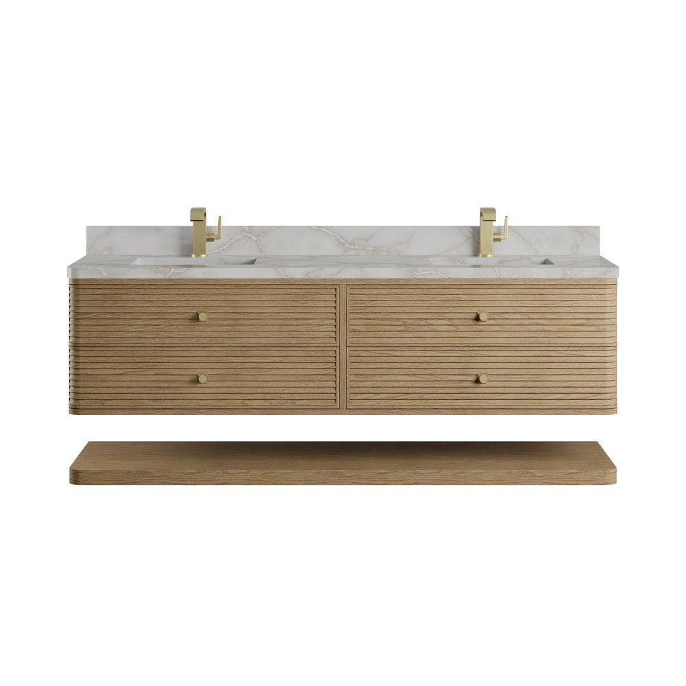 James Martin - Allamari 72" Double Vanity, Dune Mist w/ Single Hole 3 CM Victorian Silver Silestone Top - D640-V72-DMS-3VSL view 2