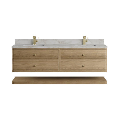 James Martin - Allamari 72" Double Vanity, Dune Mist w/ Single Hole 3 CM Victorian Silver Silestone Top - D640-V72-DMS-3VSL view 2