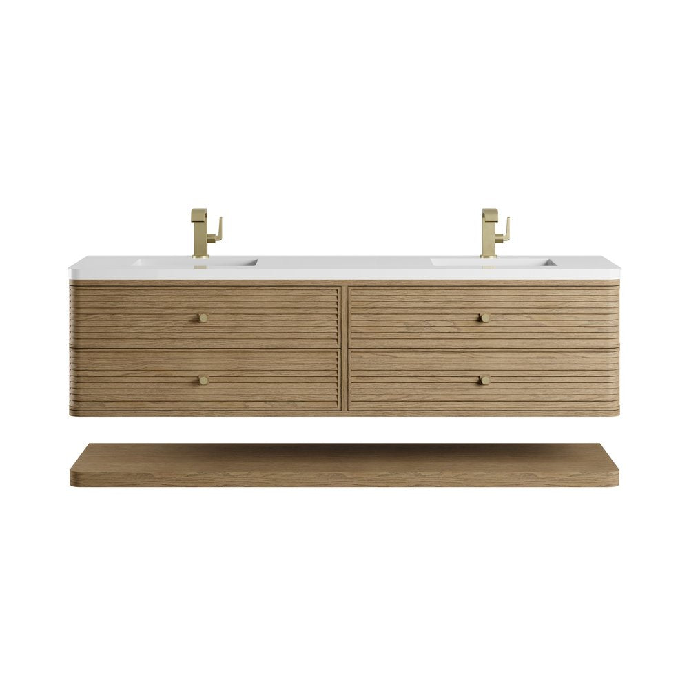 James Martin - Allamari 72" Double Vanity, Dune Mist w/ Single Hole 3 CM White Zeus Silestone Top - D640-V72-DMS-3WZ view 1