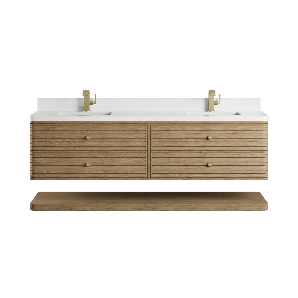 James Martin - Allamari 72" Double Vanity, Dune Mist w/ Single Hole 3 CM White Zeus Silestone Top - D640-V72-DMS-3WZ view 2