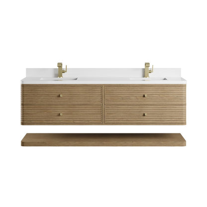 James Martin - Allamari 72" Double Vanity, Dune Mist w/ Single Hole 3 CM White Zeus Silestone Top - D640-V72-DMS-3WZ view 2