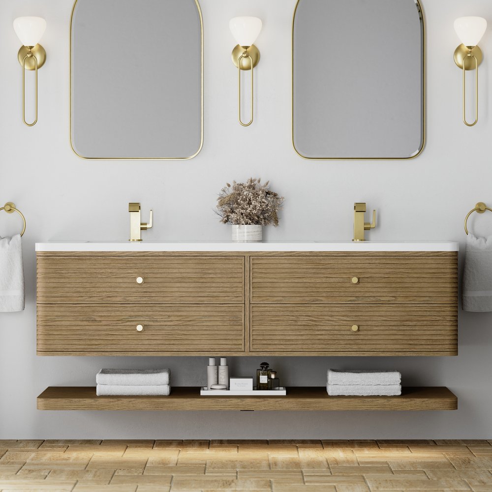 James Martin - Allamari 72" Double Vanity, Dune Mist w/ Single Hole 3 CM White Zeus Silestone Top - D640-V72-DMS-3WZ view 5