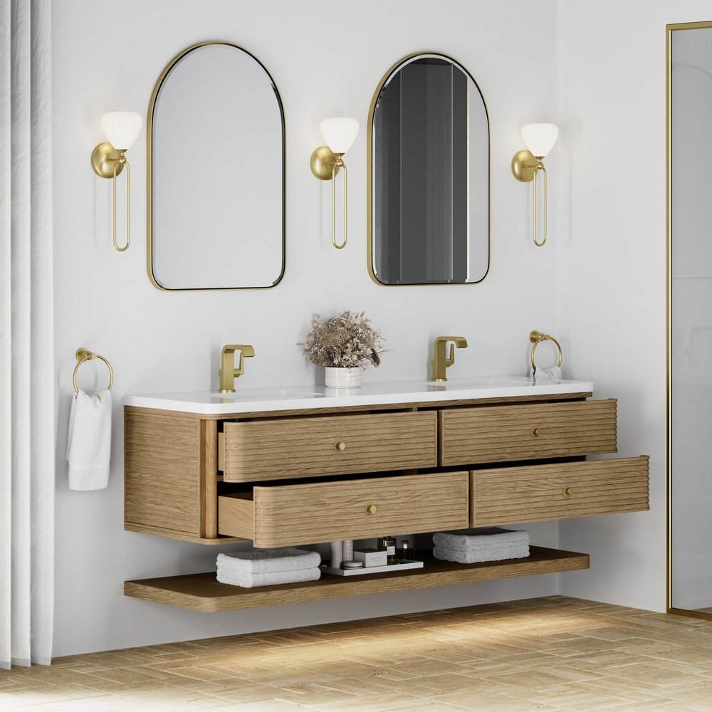 James Martin - Allamari 72" Double Vanity, Dune Mist w/ Single Hole 3 CM White Zeus Silestone Top - D640-V72-DMS-3WZ view 8