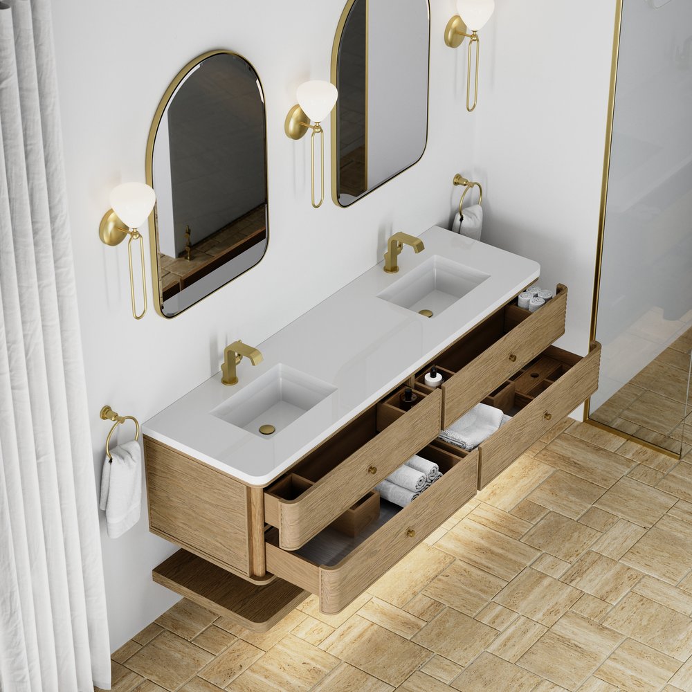 James Martin - Allamari 72" Double Vanity, Dune Mist w/ Single Hole 3 CM White Zeus Silestone Top - D640-V72-DMS-3WZ view 9