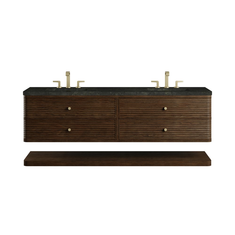 James Martin - Allamari 72" Double Vanity, Sable w/ 3 CM Phantome Eclos Top - D640-V72-SBL-WPHT view 1