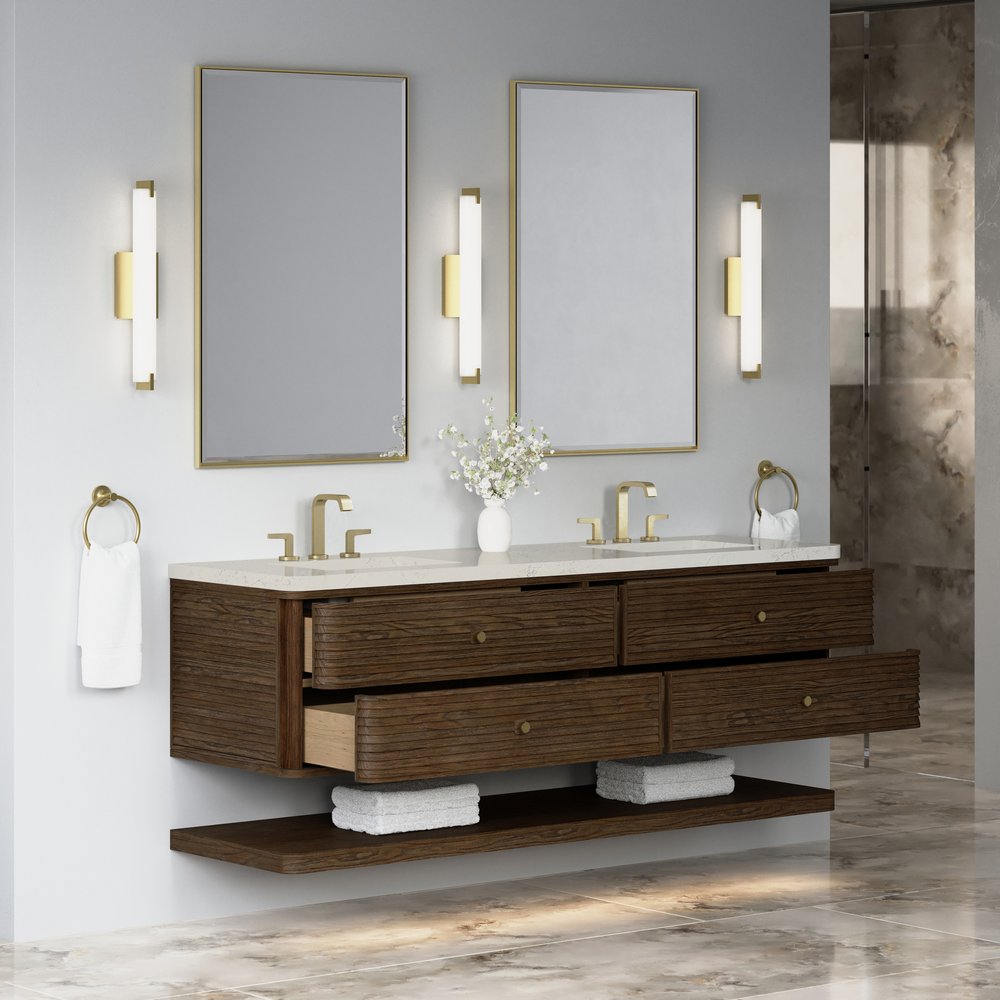 James Martin - Allamari 72" Double Vanity, Sable w/ 3 CM Siberian Silestone Top - D640-V72-SBL-WSFR view 5