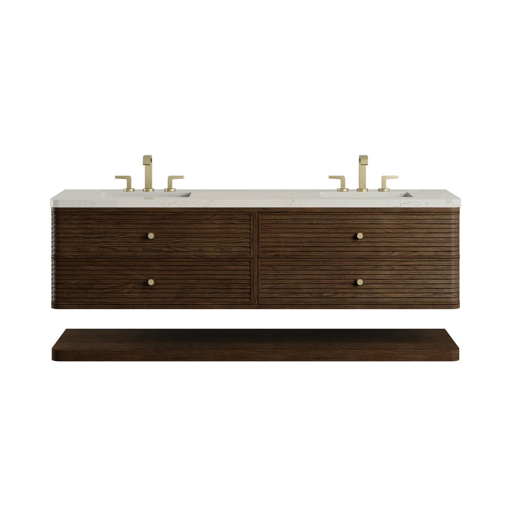 James Martin - Allamari 72" Double Vanity, Sable w/ 3 CM Siberian Silestone Top w/FreePower Wireless Charger - D640-V72-SBL-FSFR view 1