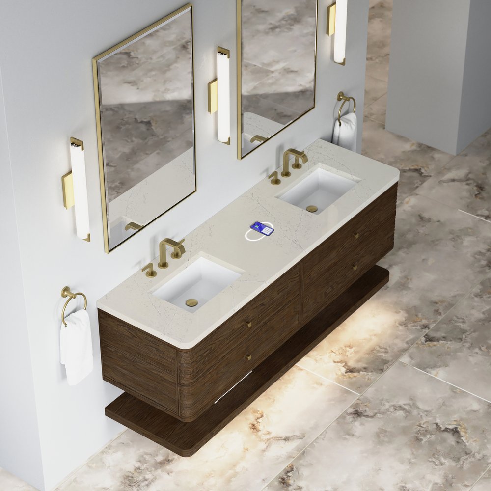 James Martin - Allamari 72" Double Vanity, Sable w/ 3 CM Siberian Silestone Top w/FreePower Wireless Charger - D640-V72-SBL-FSFR view 7