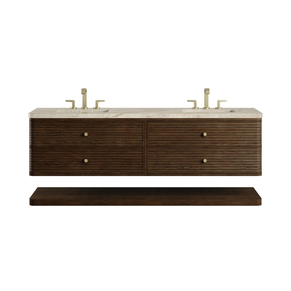 James Martin - Allamari 72" Double Vanity, Sable w/ 3 CM Tajnar Eclos Top - D640-V72-SBL-WTJR view 1