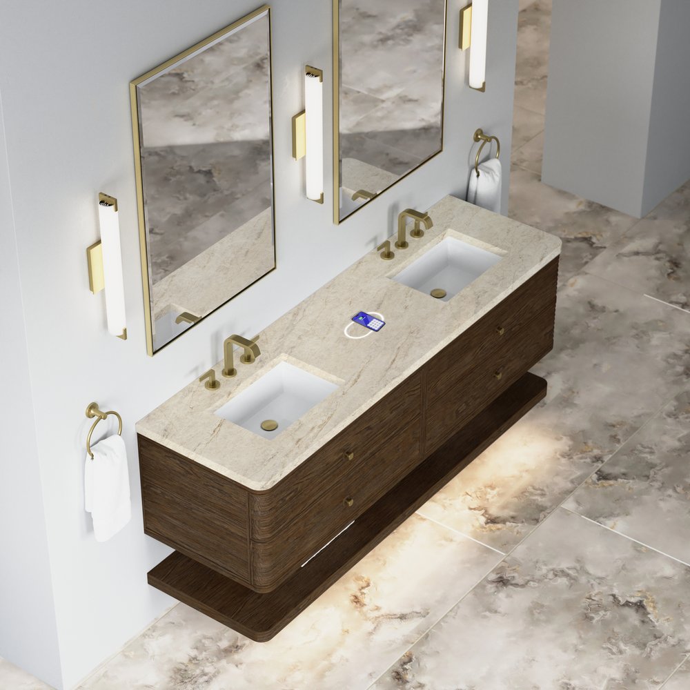 James Martin - Allamari 72" Double Vanity, Sable w/ 3 CM Tajnar Eclos Top w/FreePower Wireless Charger - D640-V72-SBL-FTJR view 7