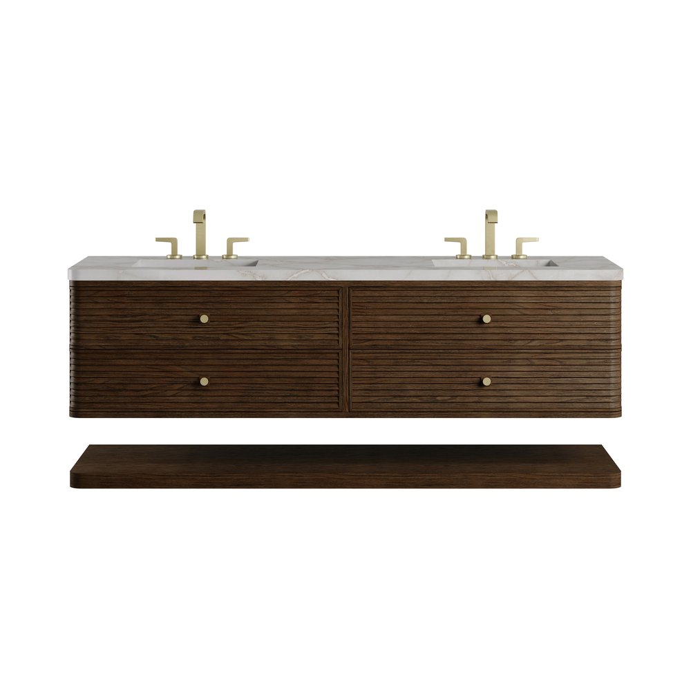 James Martin - Allamari 72" Double Vanity, Sable w/ 3 CM Victorian Silver Silestone Top - D640-V72-SBL-WVSL view 1