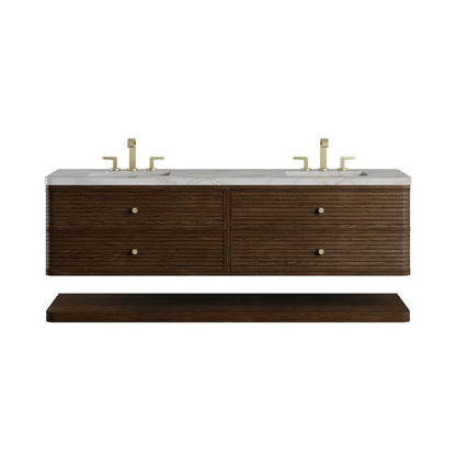 James Martin - Allamari 72" Double Vanity, Sable w/ 3 CM Victorian Silver Silestone Top - D640-V72-SBL-WVSL view 1