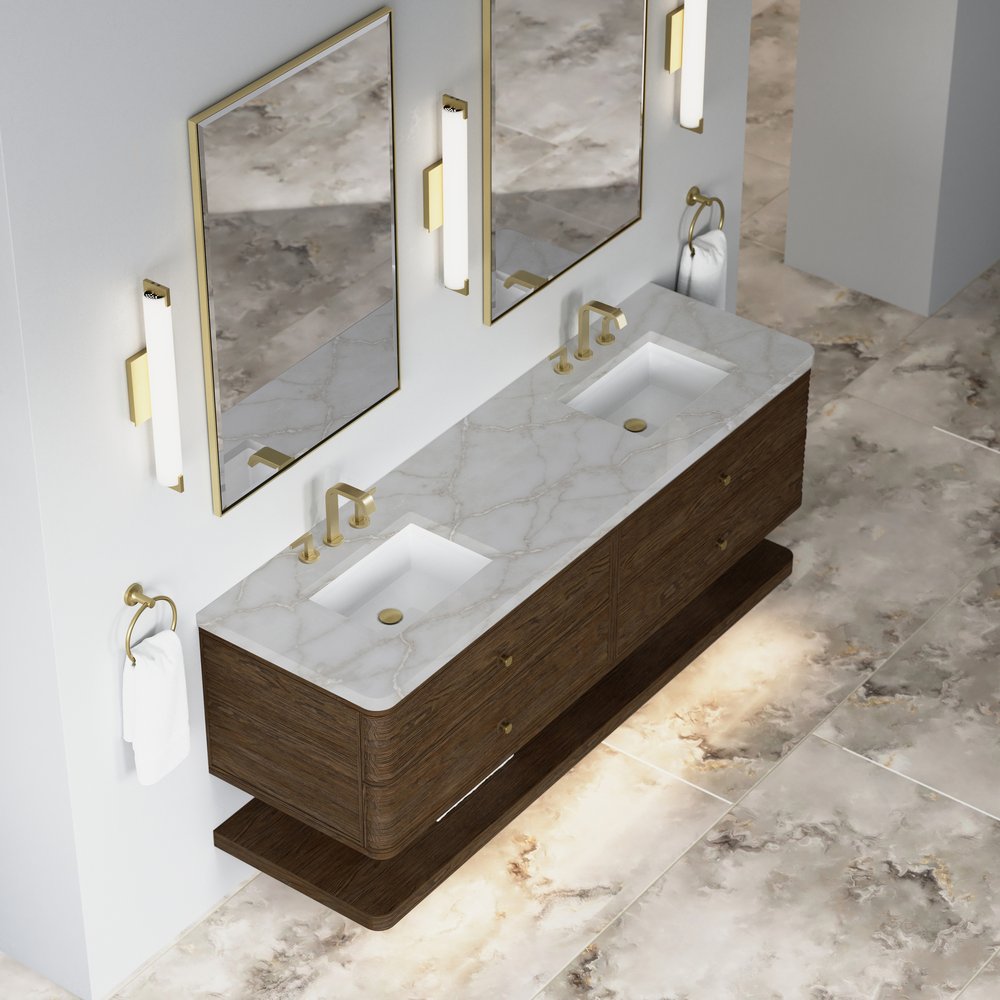 James Martin - Allamari 72" Double Vanity, Sable w/ 3 CM Victorian Silver Silestone Top - D640-V72-SBL-WVSL view 7