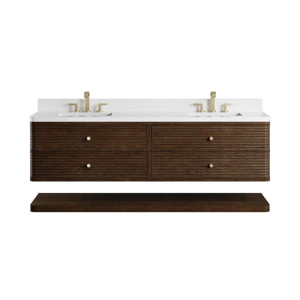 James Martin - Allamari 72" Double Vanity, Sable w/ 3 CM White Zeus Silestone Top - D640-V72-SBL-WWZ view 2