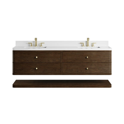 James Martin - Allamari 72" Double Vanity, Sable w/ 3 CM White Zeus Silestone Top - D640-V72-SBL-WWZ view 2