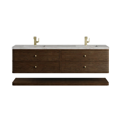 James Martin - Allamari 72" Double Vanity, Sable w/ Single Hole 3 CM Victorian Silver Silestone Top - D640-V72-SBL-3VSL view 1