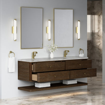 James Martin - Allamari 72" Double Vanity, Sable w/ Single Hole 3 CM Victorian Silver Silestone Top - D640-V72-SBL-3VSL view 5