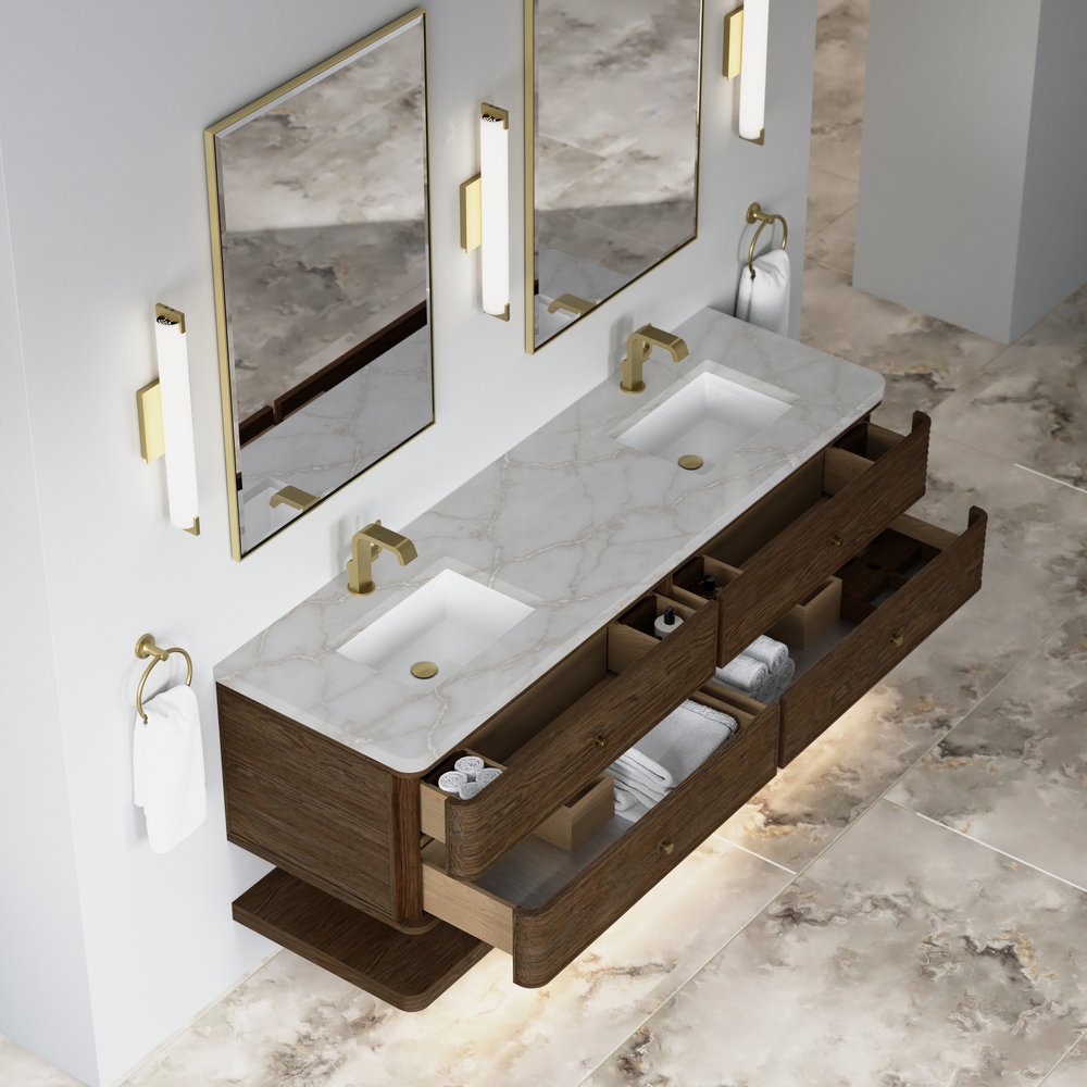 James Martin - Allamari 72" Double Vanity, Sable w/ Single Hole 3 CM Victorian Silver Silestone Top - D640-V72-SBL-3VSL view 6