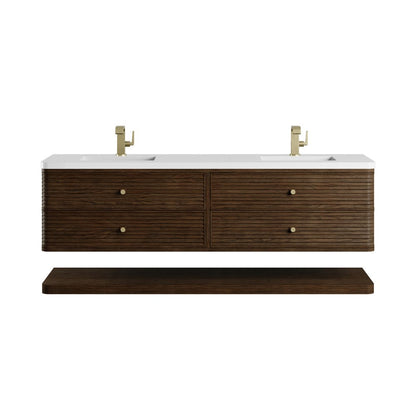 James Martin - Allamari 72" Double Vanity, Sable w/ Single Hole 3 CM White Zeus Silestone Top - D640-V72-SBL-3WZ view 1