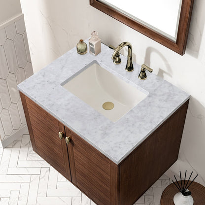 James Martin - Amberly 30" Single Vanity, Mid-Century Walnut w/ 3 CM Carrara Marble Top - 670-V30-WLT-3CAR view 12