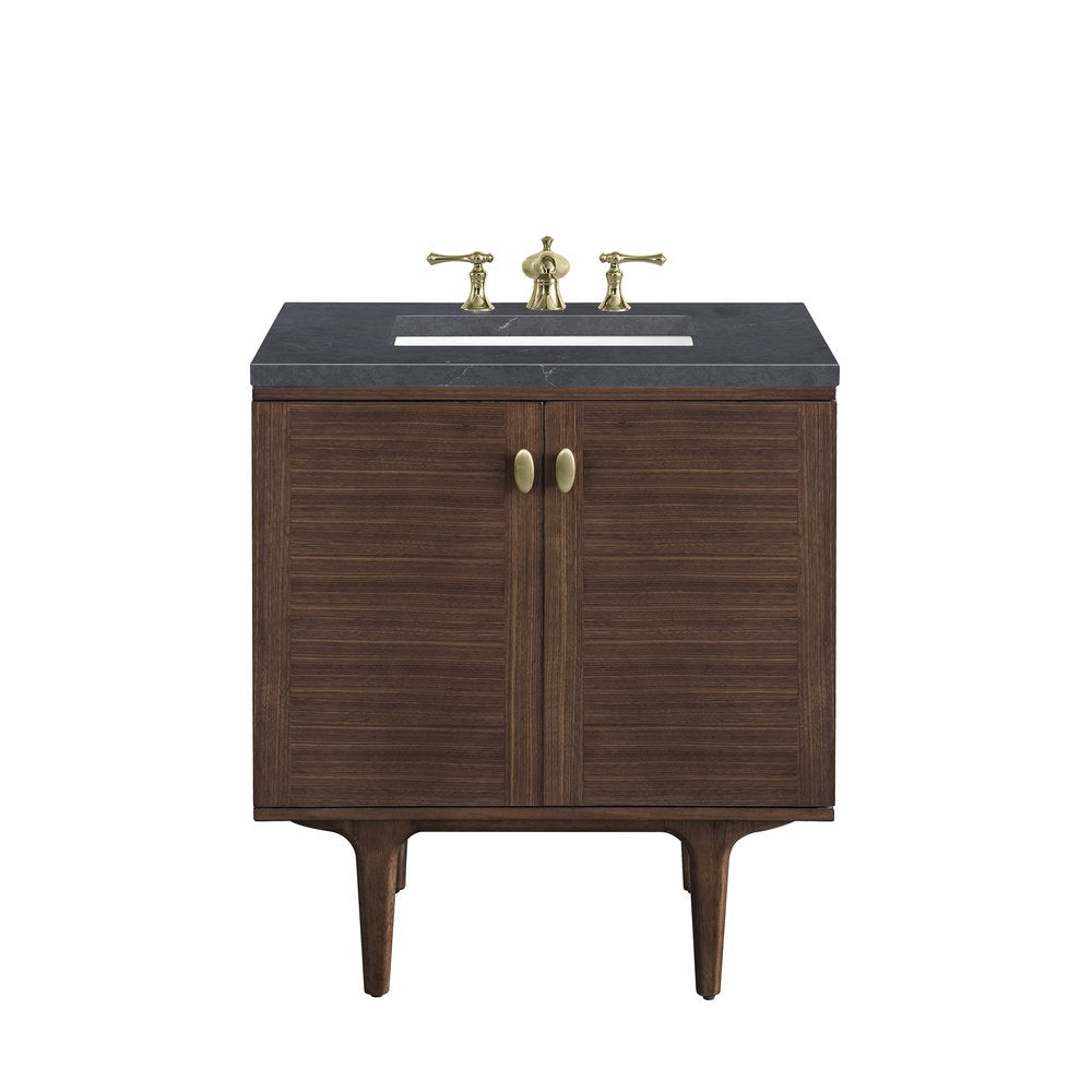James Martin - Amberly 30" Single Vanity, Mid-Century Walnut w/ 3 CM Charcoal Soapstone Top - 670-V30-WLT-3CSP view 1